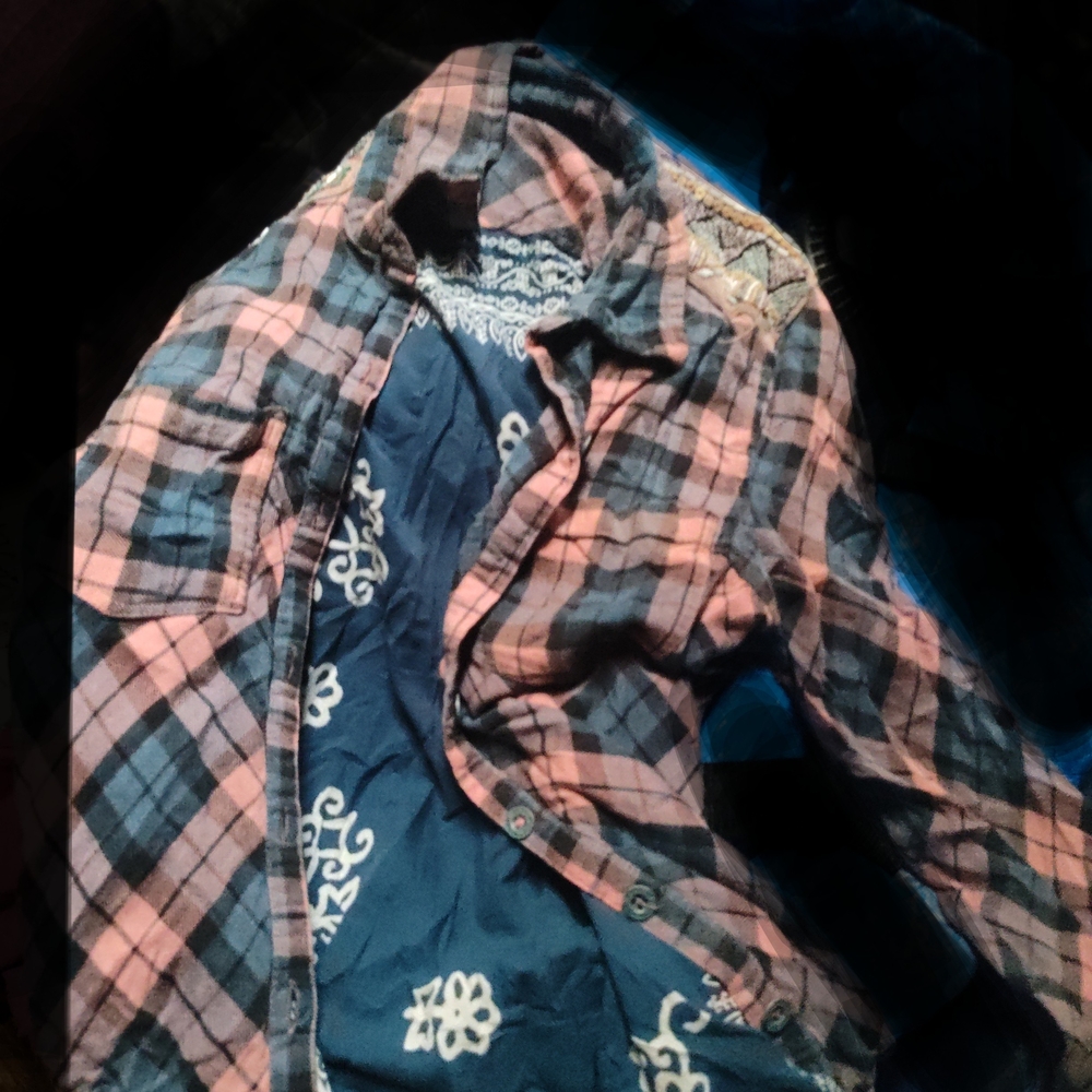 Casual Pink and Blue Button Down Shirt
